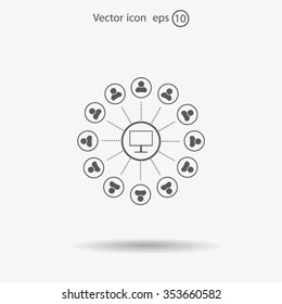 Global communication concept with flat icons. Vector illustration