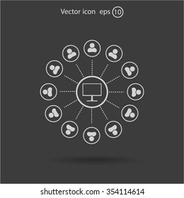 Global communication concept with flat icons. Vector illustration
