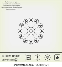 Global communication concept with flat icons. Vector illustration