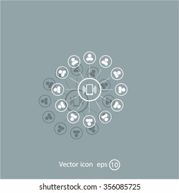 Global communication concept with flat icons. Vector illustration