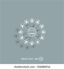 Global communication concept with flat icons. Vector illustration