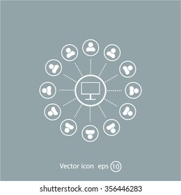 Global communication concept with flat icons. Vector illustration