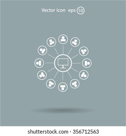 Global communication concept with flat icons. Vector illustration