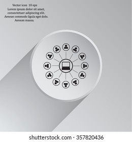 Global communication concept with flat icons. Vector illustration