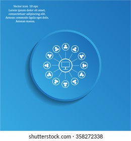 Global communication concept with flat icons. Vector illustration