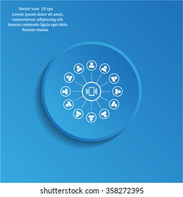 Global communication concept with flat icons. Vector illustration