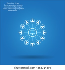 Global communication concept with flat icons. Vector illustration
