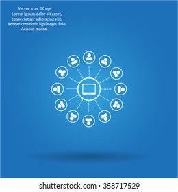 Global communication concept with flat icons. Vector illustration