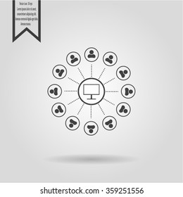 Global communication concept with flat icons. Vector illustration
