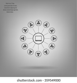 Global communication concept with flat icons. Vector illustration