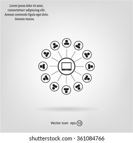 Global communication concept with flat icons. Vector illustration