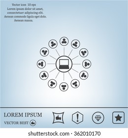 Global communication concept with flat icons. Vector illustration