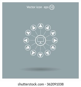 Global communication concept with flat icons. Vector illustration