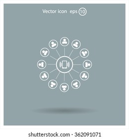Global communication concept with flat icons. Vector illustration