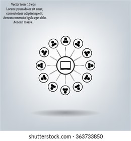 Global communication concept with flat icons. Vector illustration