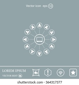 Global communication concept with flat icons. Vector illustration