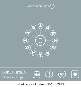 Global communication concept with flat icons. Vector illustration