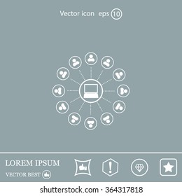 Global communication concept with flat icons. Vector illustration