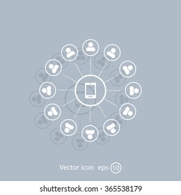 Global communication concept with flat icons. Vector illustration