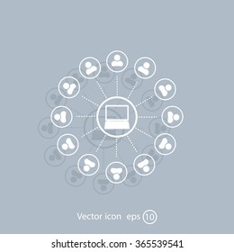 Global communication concept with flat icons. Vector illustration