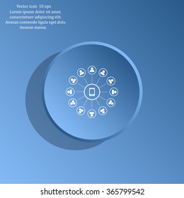 Global communication concept with flat icons. Vector illustration
