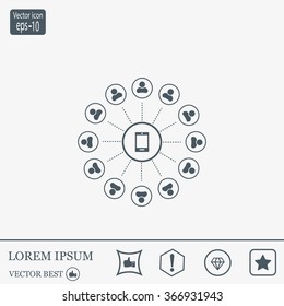 Global communication concept with flat icons. Vector illustration