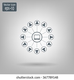 Global communication concept with flat icons. Vector illustration