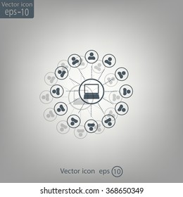 Global communication concept with flat icons. Vector illustration