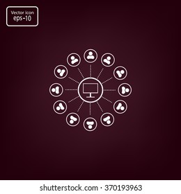 Global communication concept with flat icons. Vector illustration