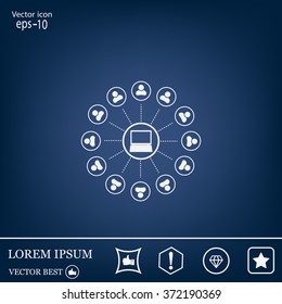 Global communication concept with flat icons. Vector illustration