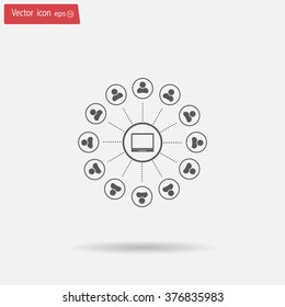 Global communication concept with flat icons. Vector illustration