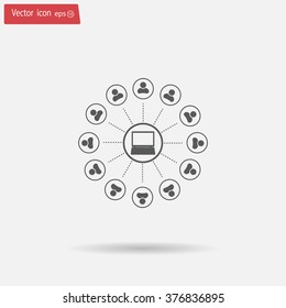 Global communication concept with flat icons. Vector illustration