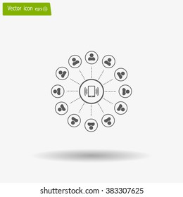Global communication concept with flat icons. Vector illustration