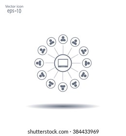 Global communication concept with flat icons. Vector illustration