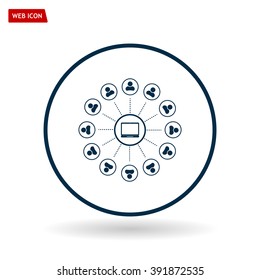 Global communication concept with flat icons. Vector illustration