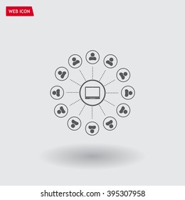 Global communication concept with flat icons. Vector illustration