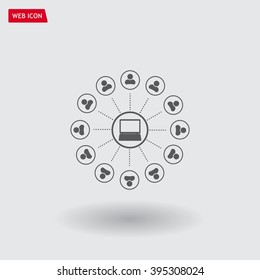 Global communication concept with flat icons. Vector illustration