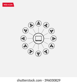 Global communication concept with flat icons. Vector illustration
