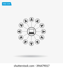 Global communication concept with flat icons. Vector illustration