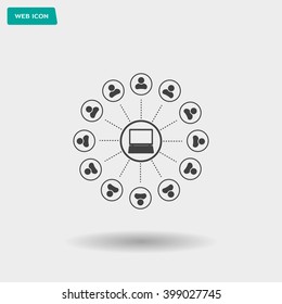 Global communication concept with flat icons. Vector illustration