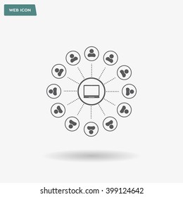 Global communication concept with flat icons. Vector illustration