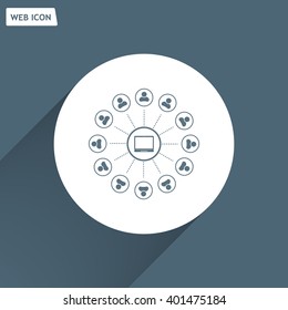 Global communication concept with flat icons. Vector illustration