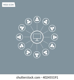 Global communication concept with flat icons. Vector illustration