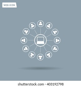 Global communication concept with flat icons. Vector illustration
