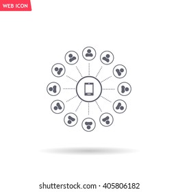 Global communication concept with flat icons. Vector illustration