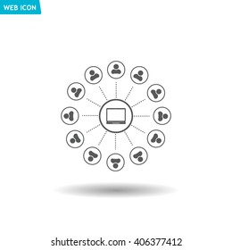 Global communication concept with flat icons. Vector illustration