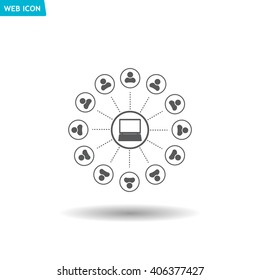 Global communication concept with flat icons. Vector illustration