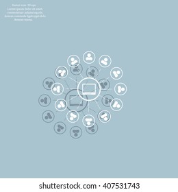 Global communication concept with flat icons. Vector illustration