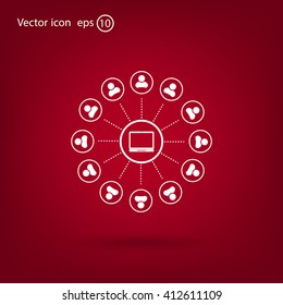 Global communication concept with flat icons. Vector illustration