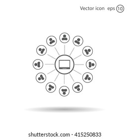 Global communication concept with flat icons. Vector illustration